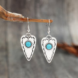 Alloy Turquoise Heart Dangle Earrings 