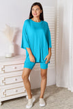 Basic Bae Full Size Soft Rayon Three-Quarter Sleeve Top and Shorts Set 