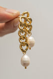 Stainless Steel Pearl Asymmetrical Earrings 