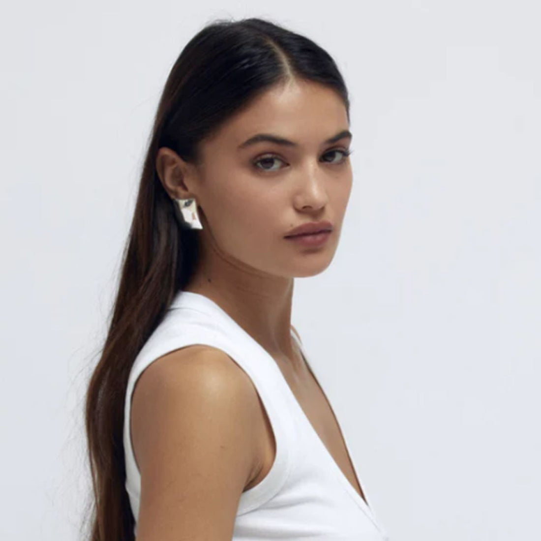 Stainless Steel Rectangular Stud Earrings 