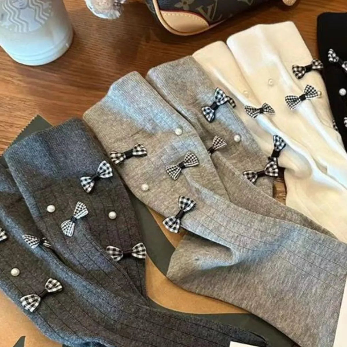 Pearl Detail Bow Crew Socks Lingerie & Nightwear