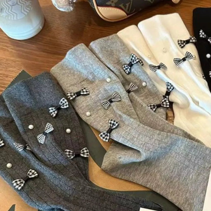 Pearl Detail Bow Crew Socks Lingerie & Nightwear