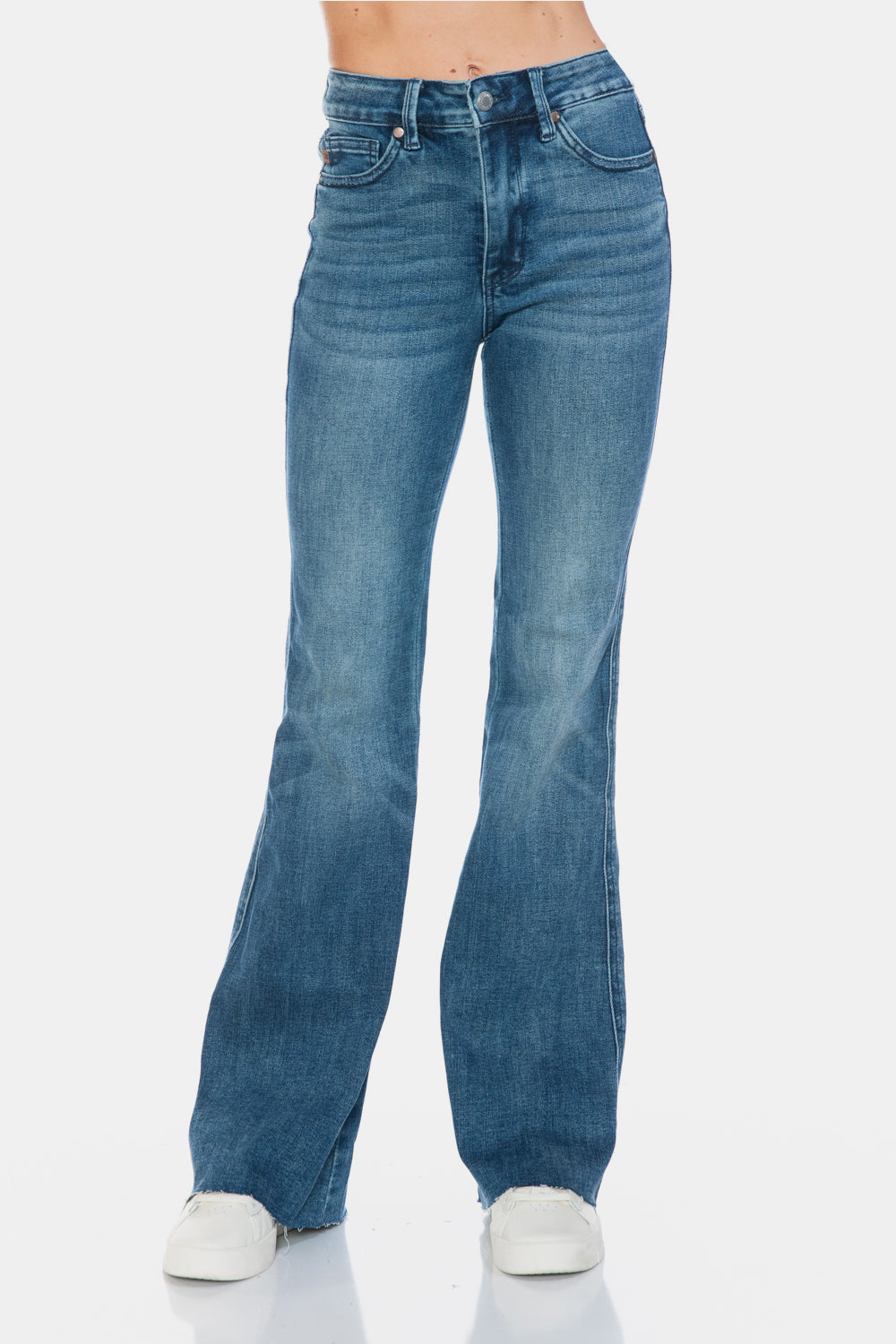 Judy Blue Full Size Tummy Control Cut Hem Flare Jeans 