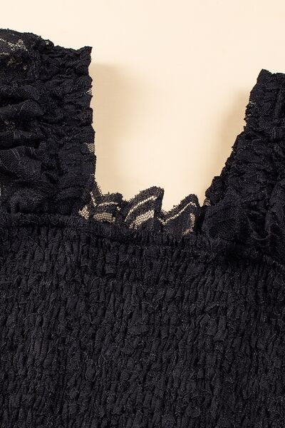 Lace Ruffled Wide Strap Midi Dress Dresses