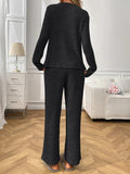 Ribbed Long Sleeve Top and Pants Lounge Set Lingerie & Nightwear