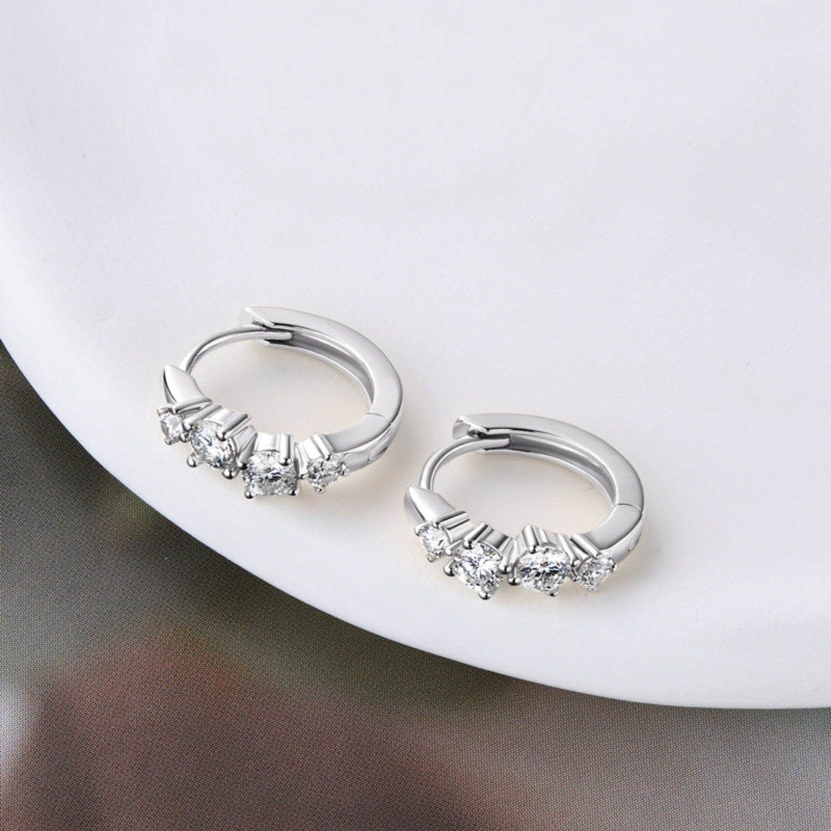 925 Sterling Silver Moissanite Huggie Earrings 