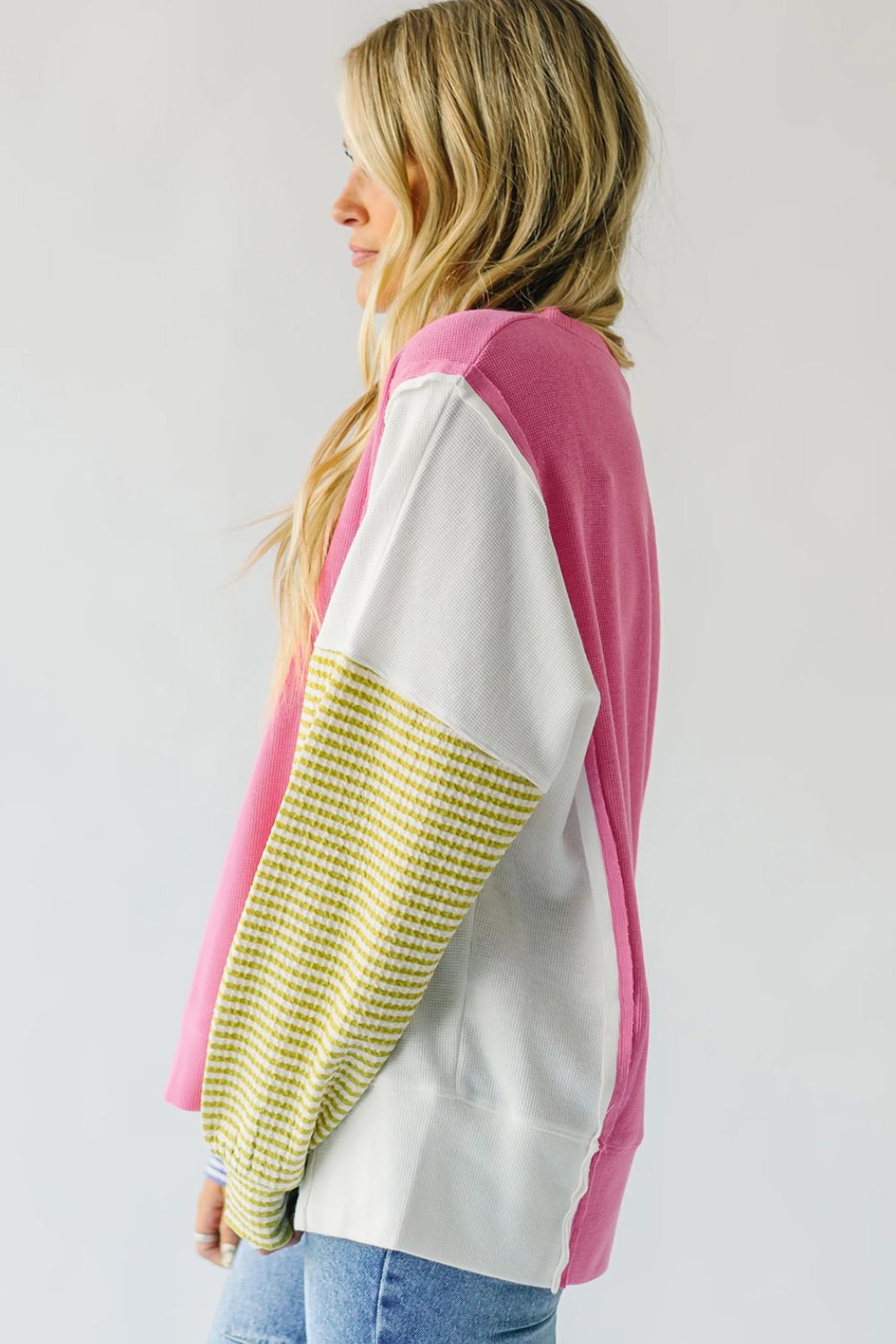 Exposed Seam Contrast Long Sleeve Sweatshirt 