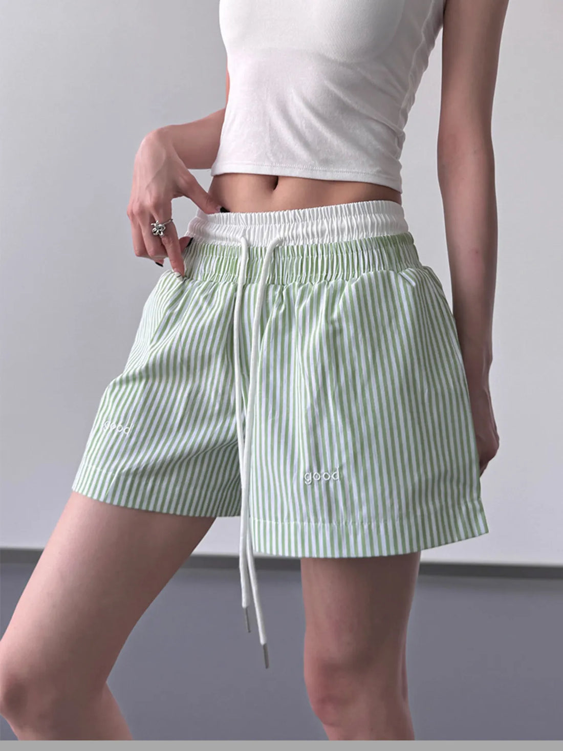 Striped Drawstring Waist Casual Shorts 
