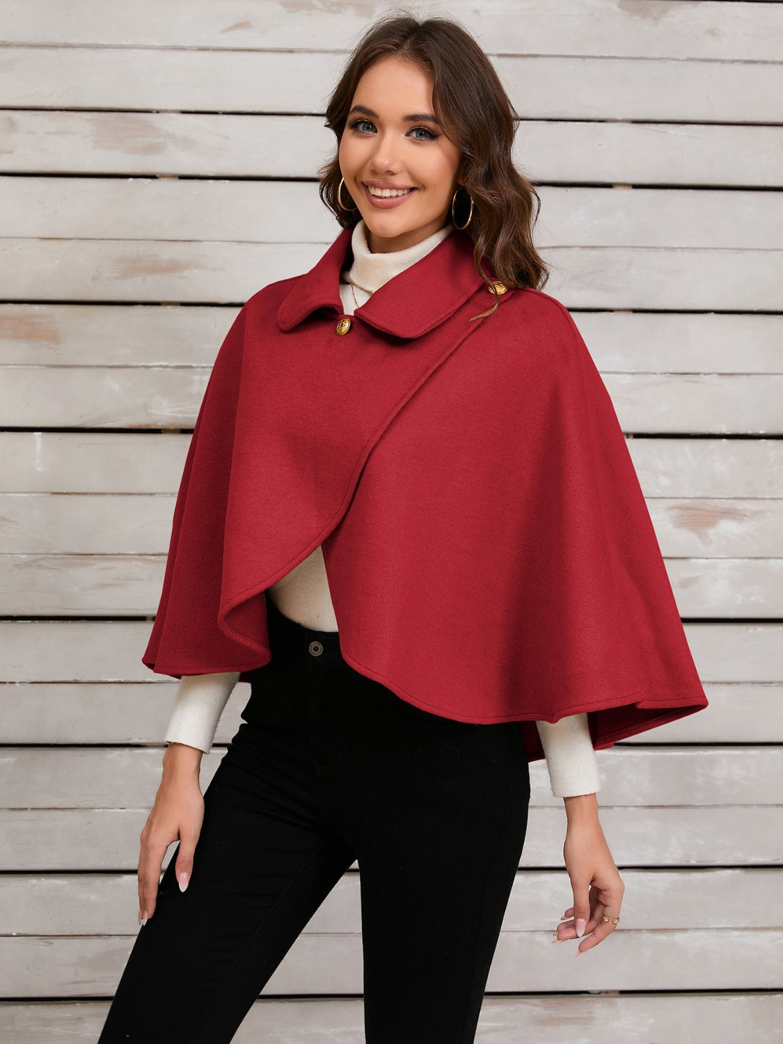 Collared Neck Cropped Cape 