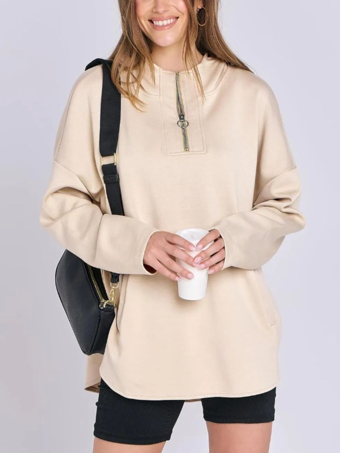 Quarter Zip Long Sleeve Hoodie 