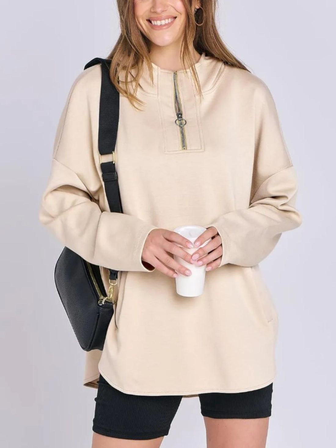 Quarter Zip Long Sleeve Hoodie 
