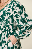 Double Take Full Size Printed Ruffle Hem Dress with Pocket 