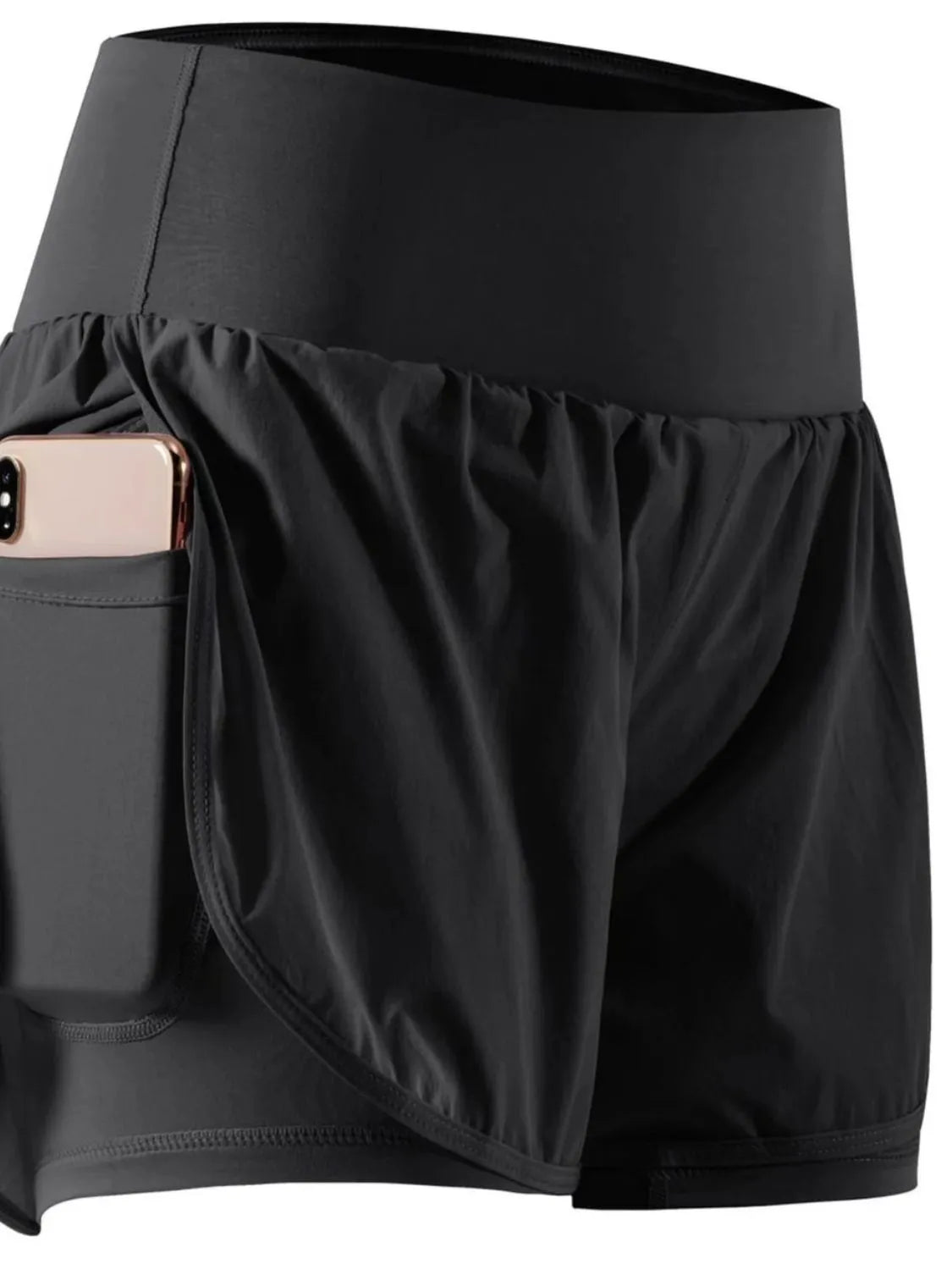 Pocketed High Waist Active Shorts 