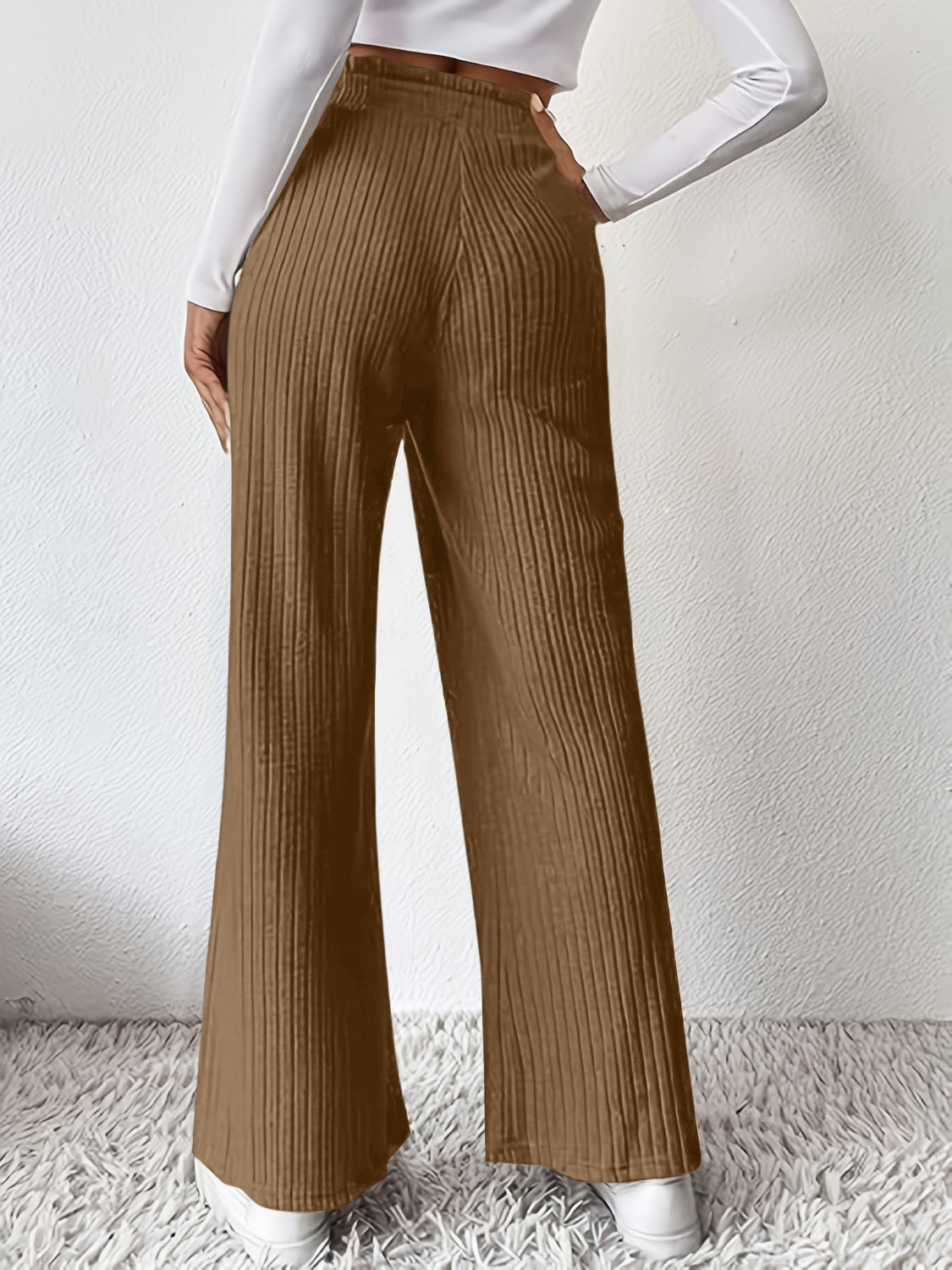 Ribbed High Waist Pants Flares