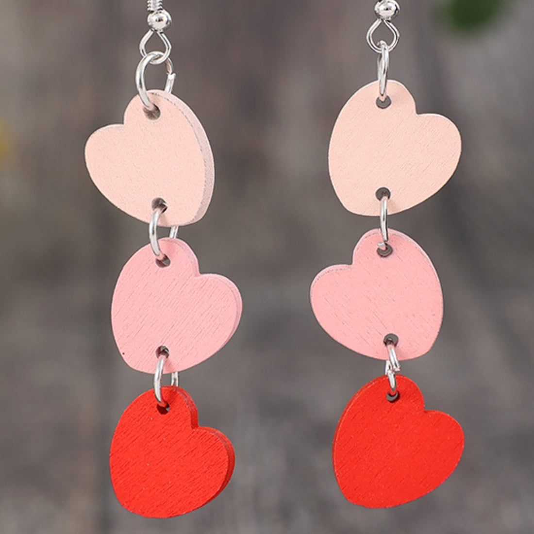 Heart Wood Dangle Earrings 