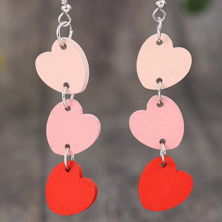 Heart Wood Dangle Earrings 
