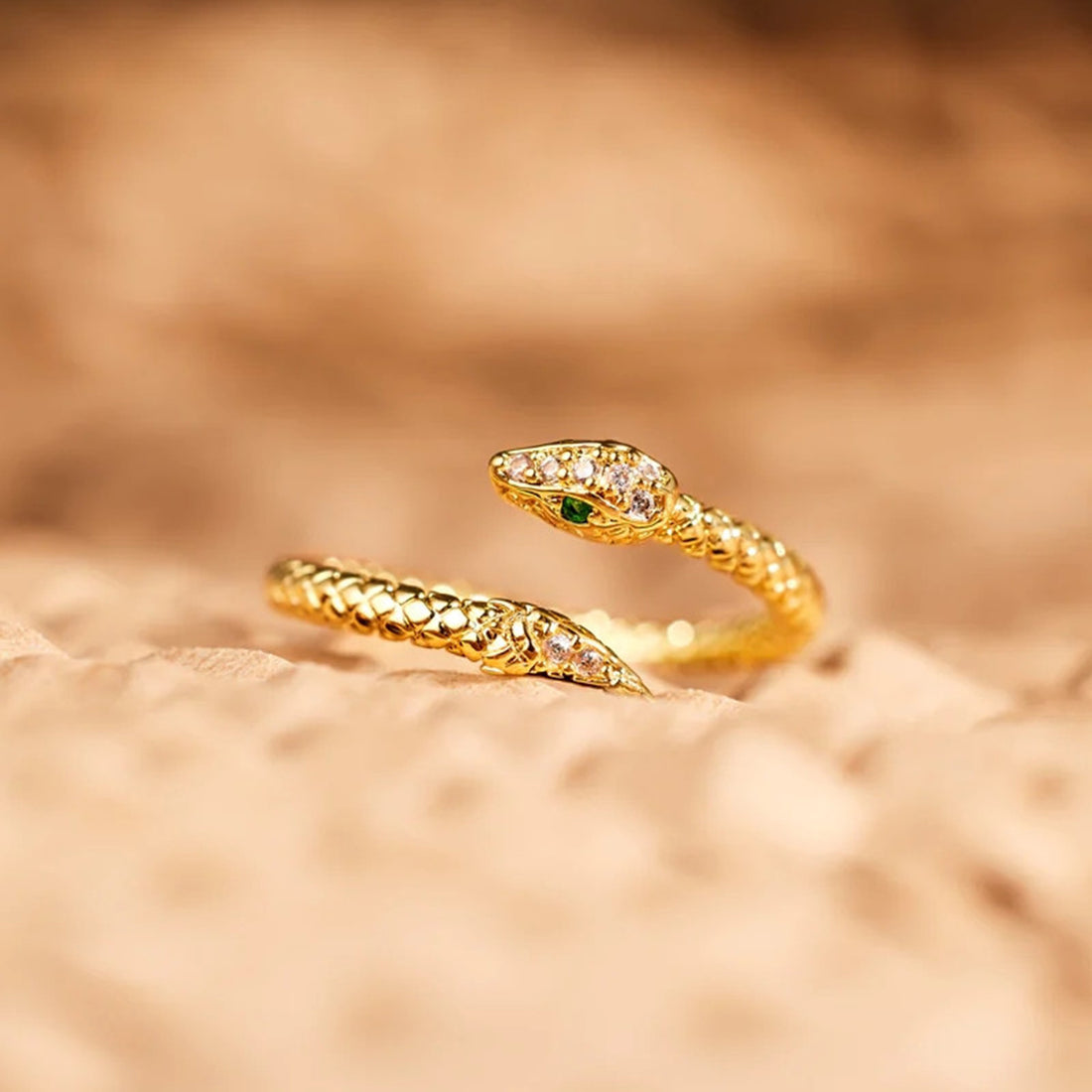 Snake Shape 18K Gold-Plated Bypass Ring 