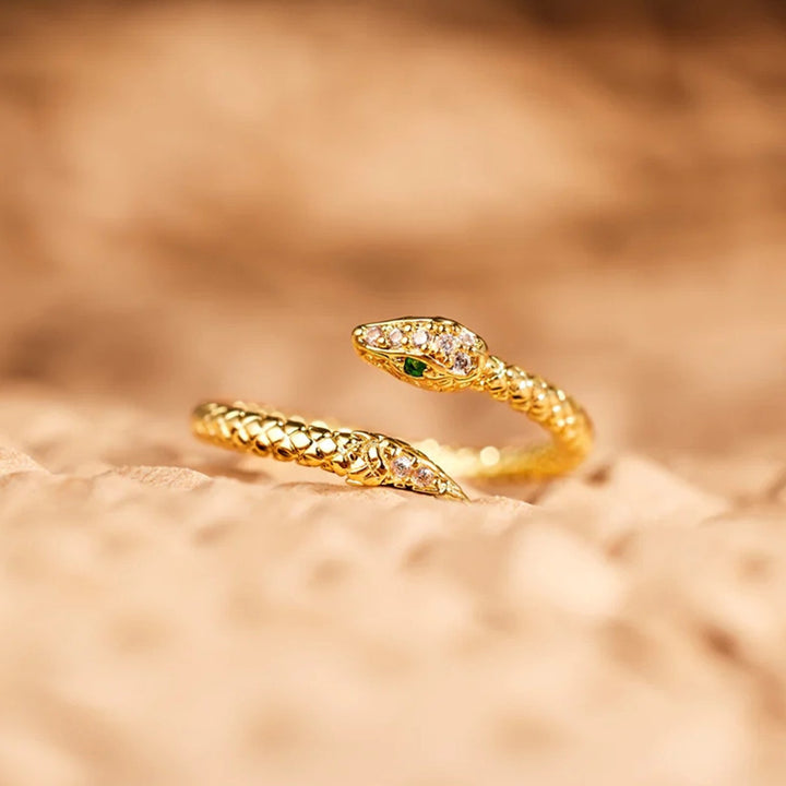 Snake Shape 18K Gold-Plated Bypass Ring 