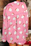 Santa Collared Neck Long Sleeve Top and Shorts Lounge Set Lingerie & Nightwear