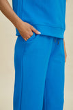 Double Take Full Size Texture Ruffle Short Sleeve Top and Wide Leg Pants Set 