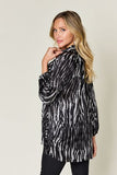 Double Take Full Size Printed Button Up Long Sleeve Shirt 