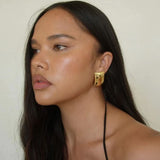 Stainless Steel Rectangular Stud Earrings 