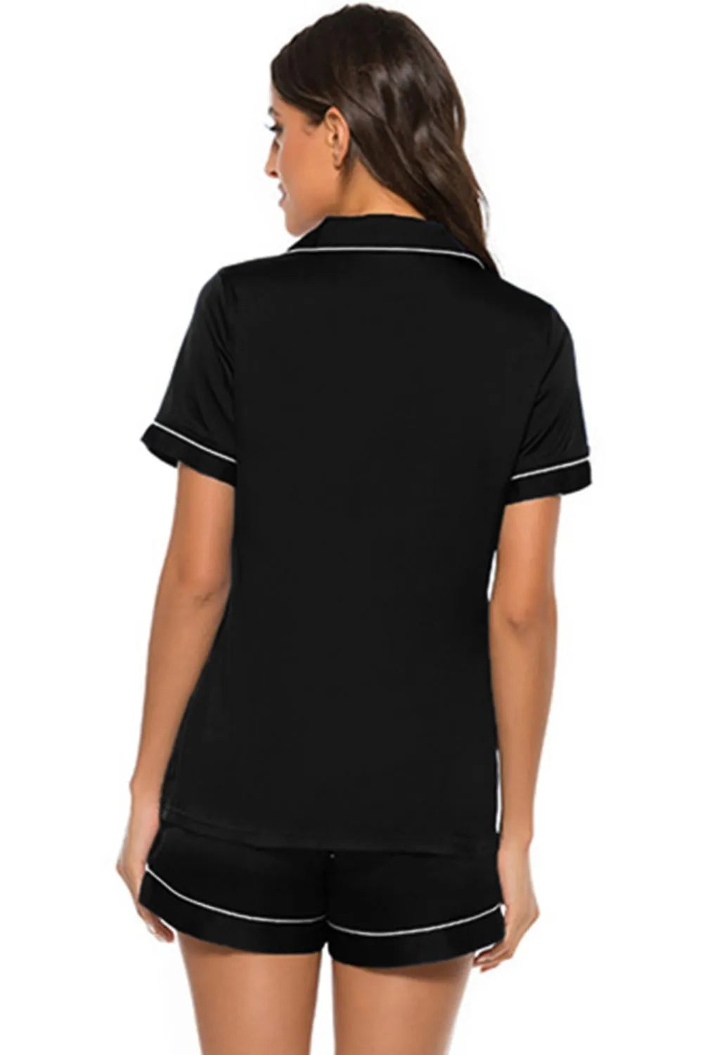 Printed Button Up Short Sleeve Top and Shorts Lounge Set Lingerie & Nightwear