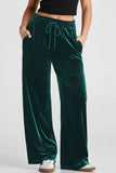 Drawstring Waist Wide Leg Active Pants 