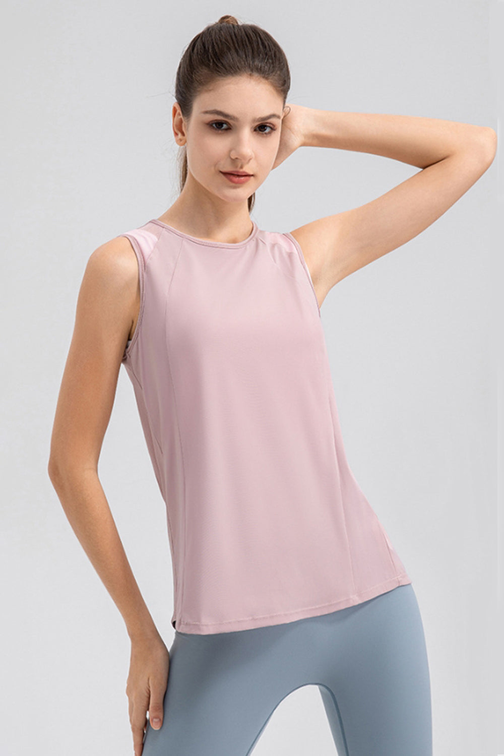Round Neck Wide strap Active Tank 