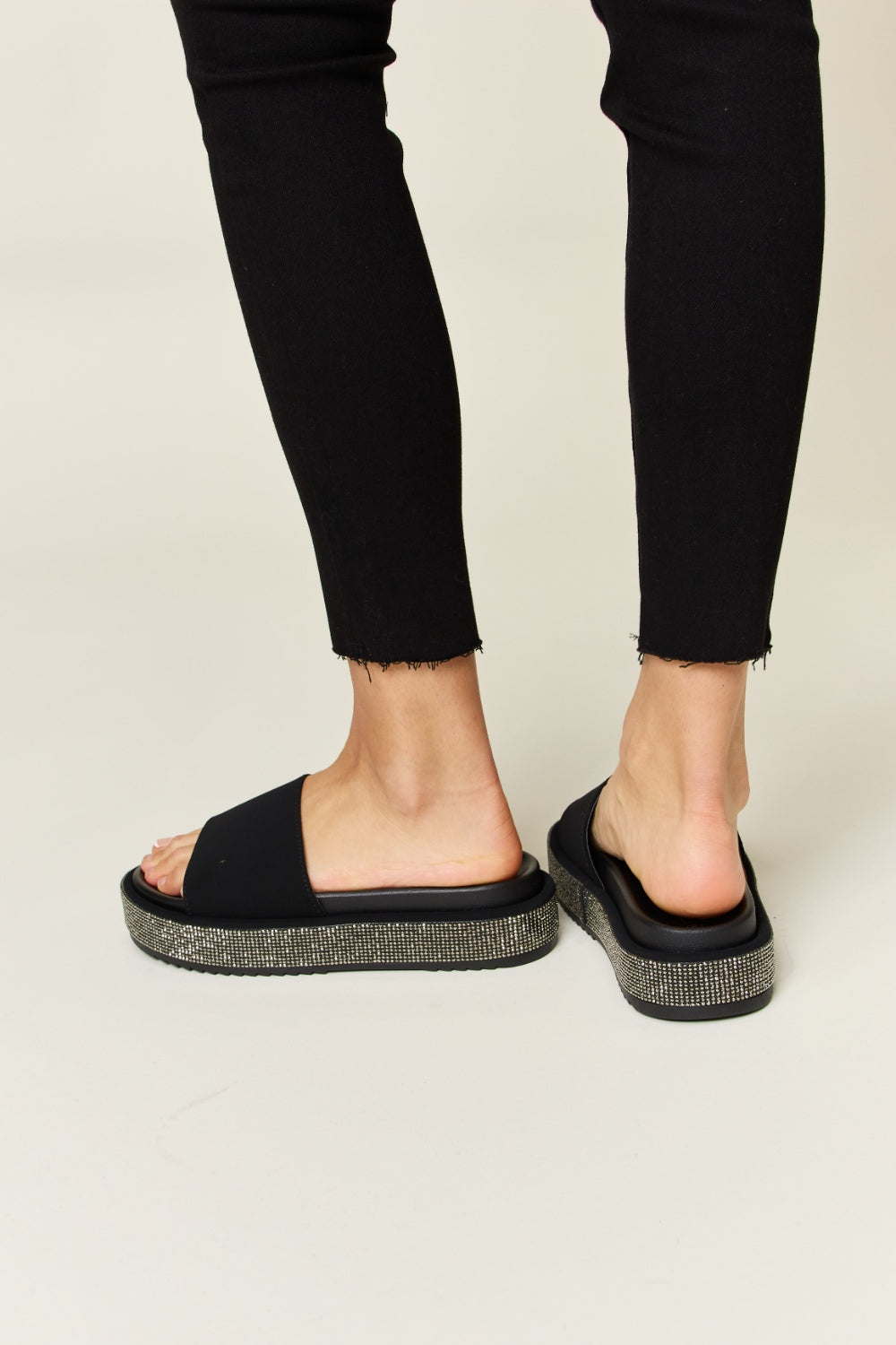 Forever Link Open Toe Rhinestone Platform Sandals 