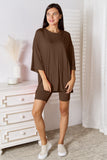 Basic Bae Full Size Soft Rayon Three-Quarter Sleeve Top and Shorts Set 