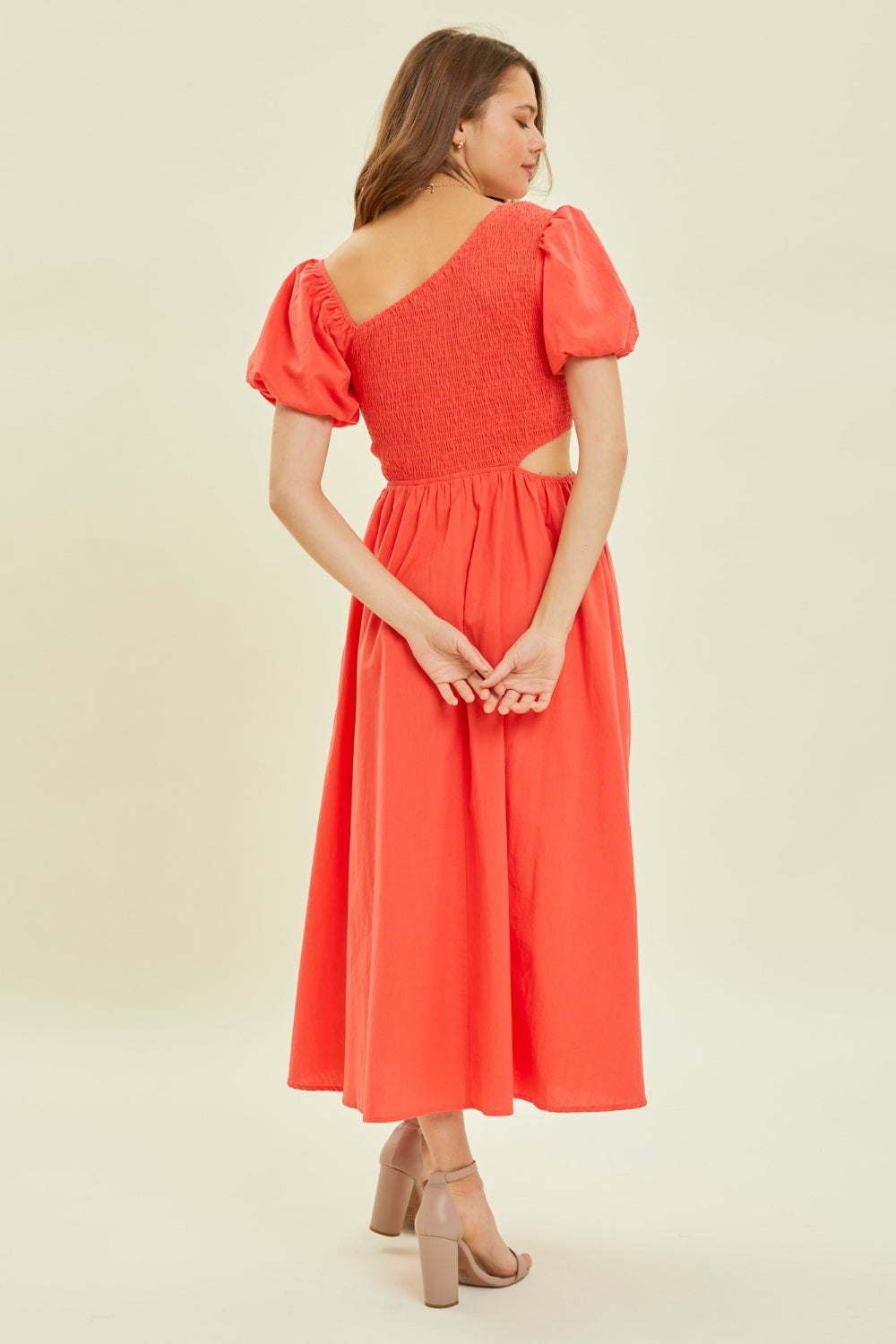 HEYSON Smocked Cutout Midi Dress 