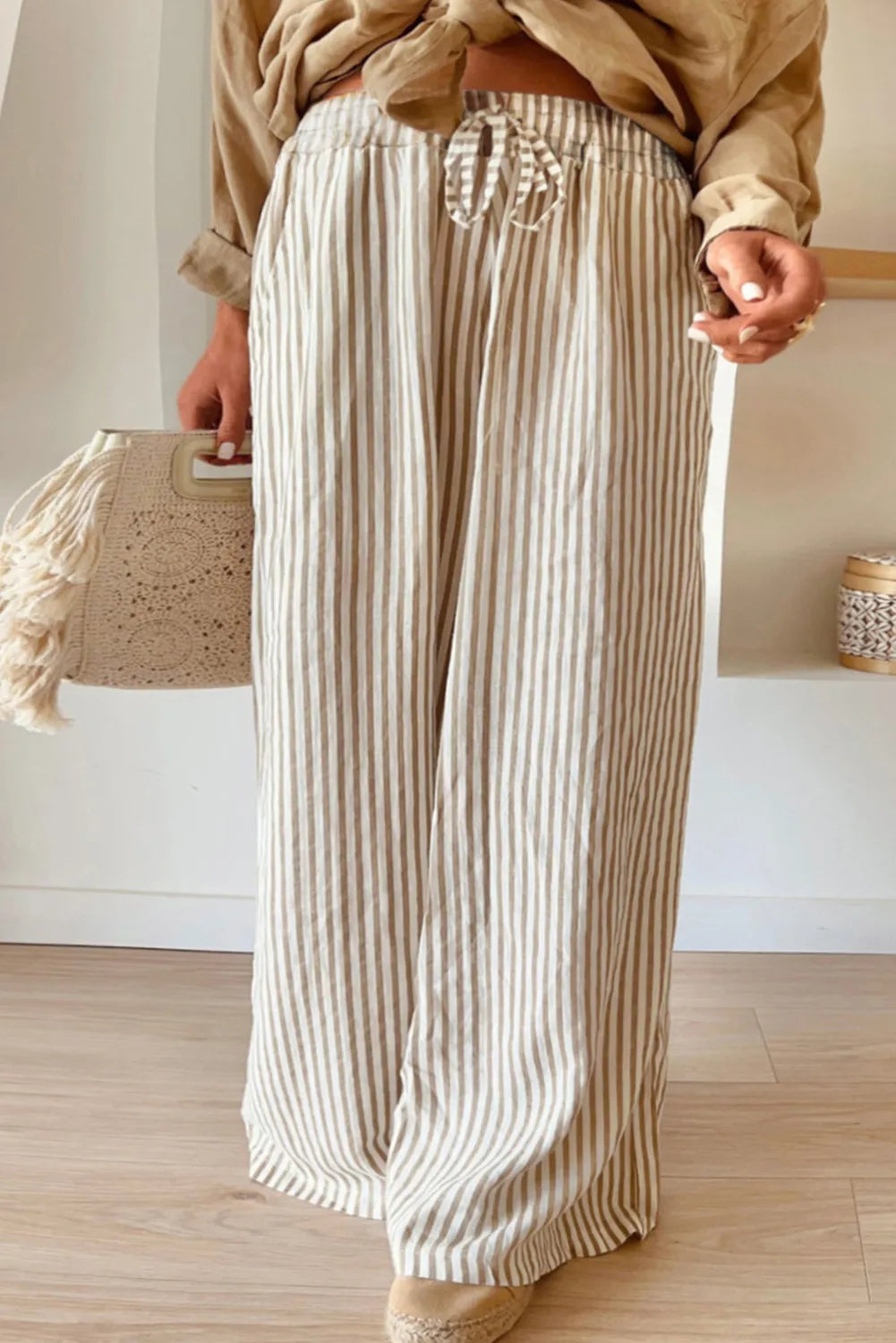 Plus Size Striped Wide Leg Pants 