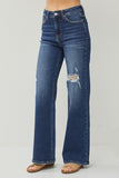 RISEN Full Size High Rise Distressed Wide Leg Jeans 
