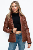 How Dare U Pocketed Zip Up Puffer Jacket with Removable Hood 