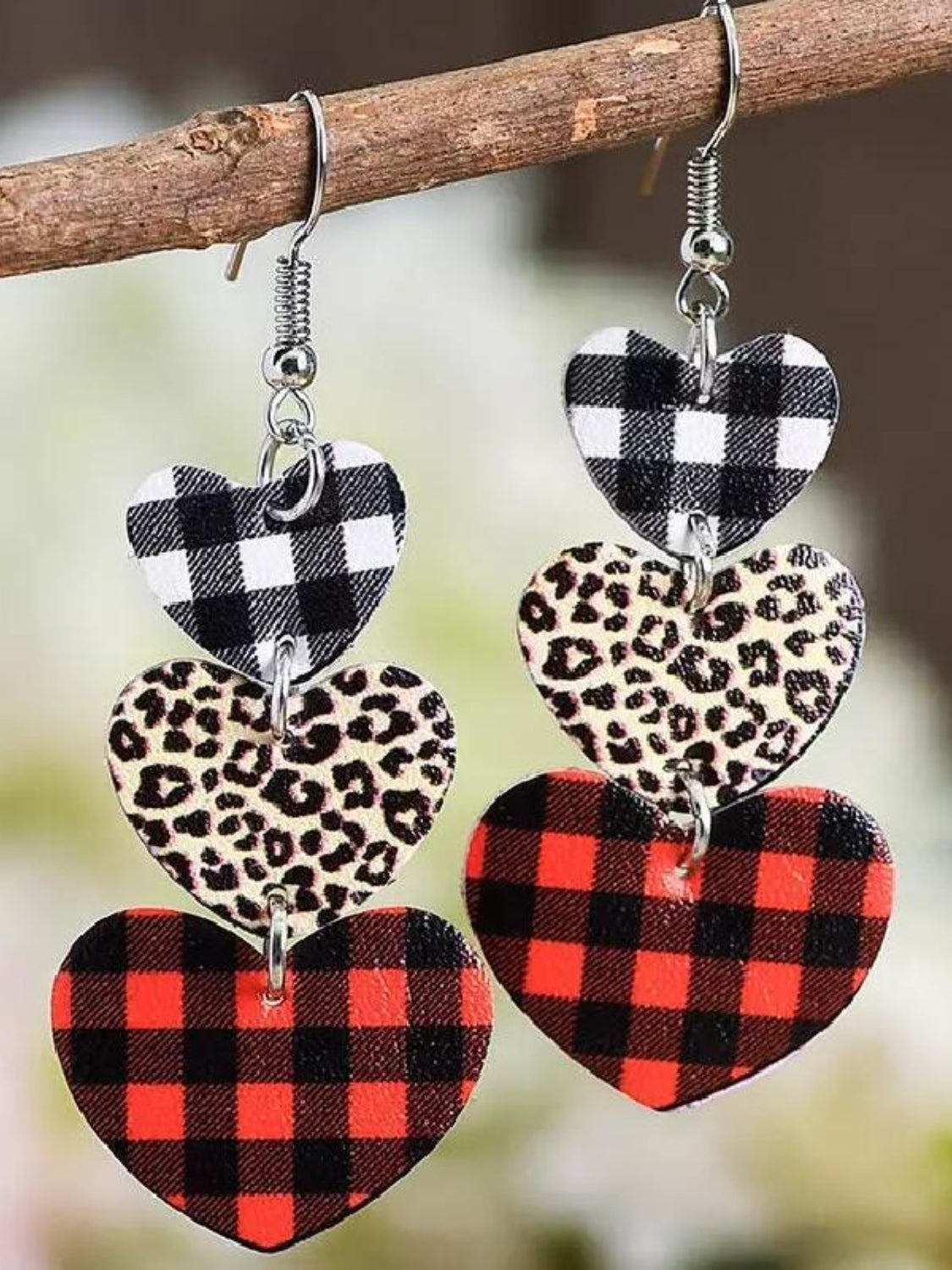Printed PU Leather Dangle Earrings 