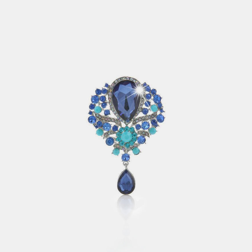 Alloy Rhinestone Teardrop Brooch 