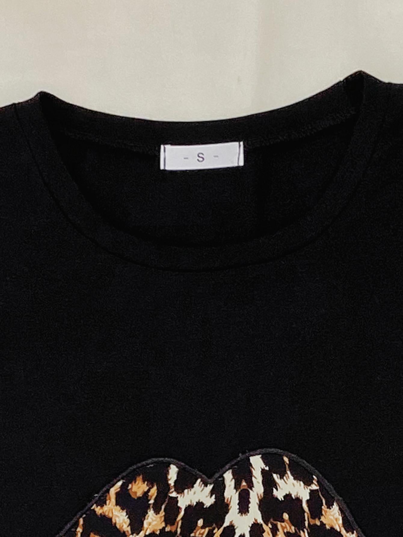 Leopard Lip Graphic Top and Shorts Lounge Set Lingerie & Nightwear