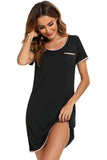 Contrast Trim Pocketed Round Neck Lounge Dress 
