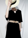 Geometric Buckle Elastic Wide Belt 