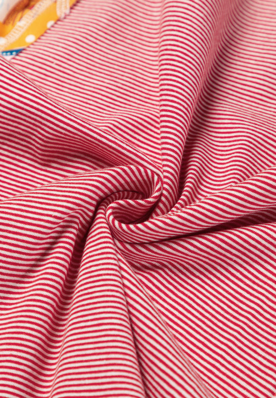 Striped Floral Patchwork Round Neck Top 