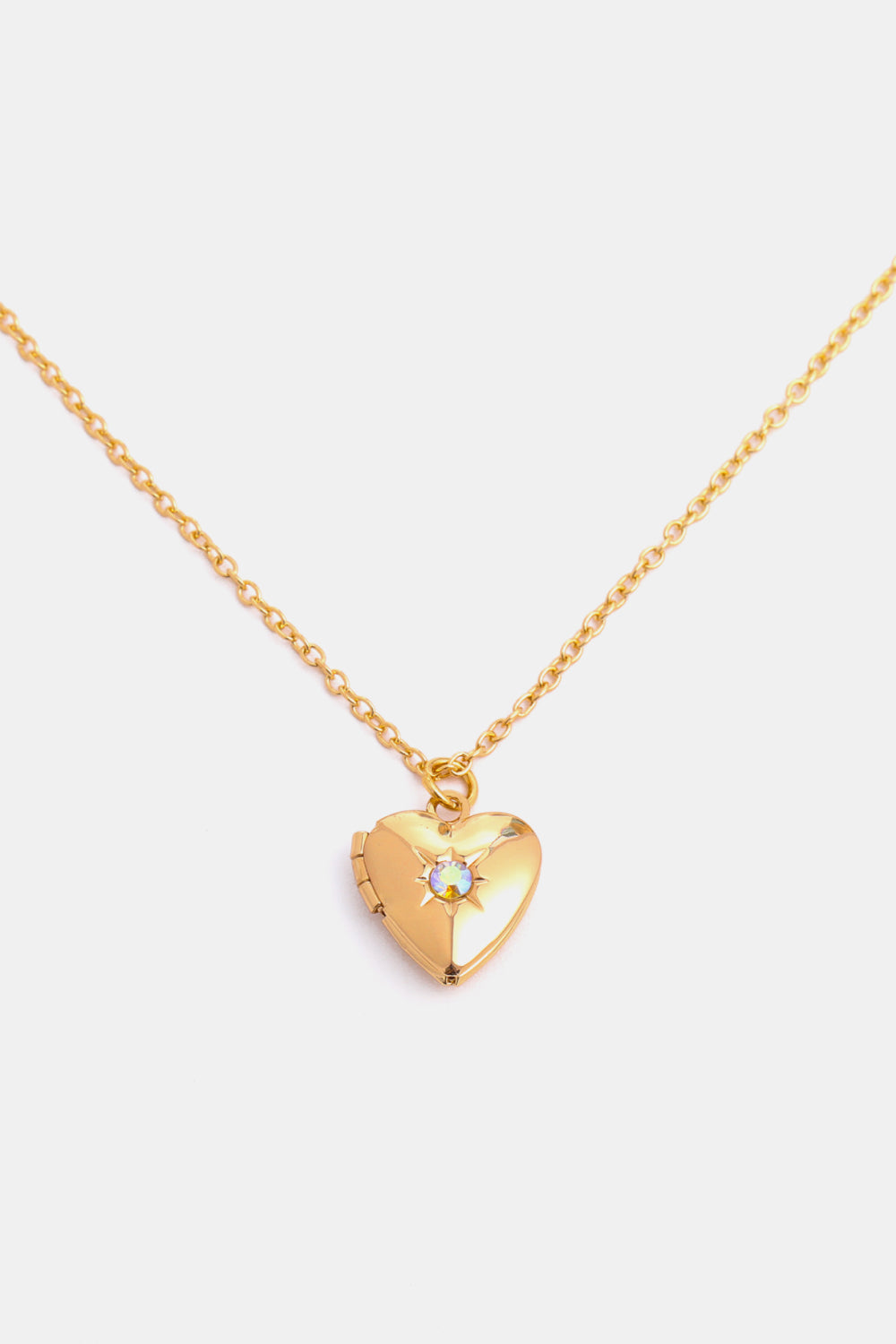 Zircon Heart Shape 14K Gold-Plated Pendant Necklace 