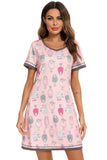 Contrast Trim Short Sleeve Lounge Dress 