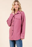 BOMBOM Checkered Button Down Dropped Shoulder Shacket 