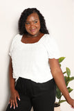 Mandy Swiss Dot Puff Sleeve Square Neck Blouse 