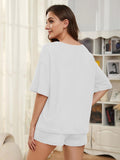 Round Neck Half Sleeve Top and Shorts Lounge Set 