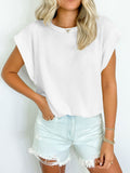 Lovelet Textured Round Neck Cap Sleeve Blouse 