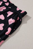Heart Print Long Sleeve Top and Shorts Lounge Set Lingerie & Nightwear