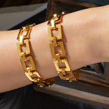 Titanium Steel Hollow Square Chain Bracelet 