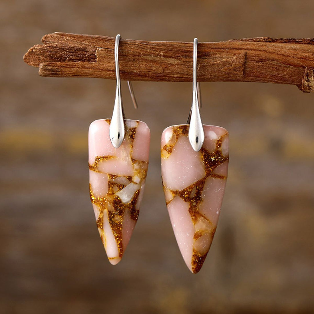 Natural Stone Geometric Shape Earrings 